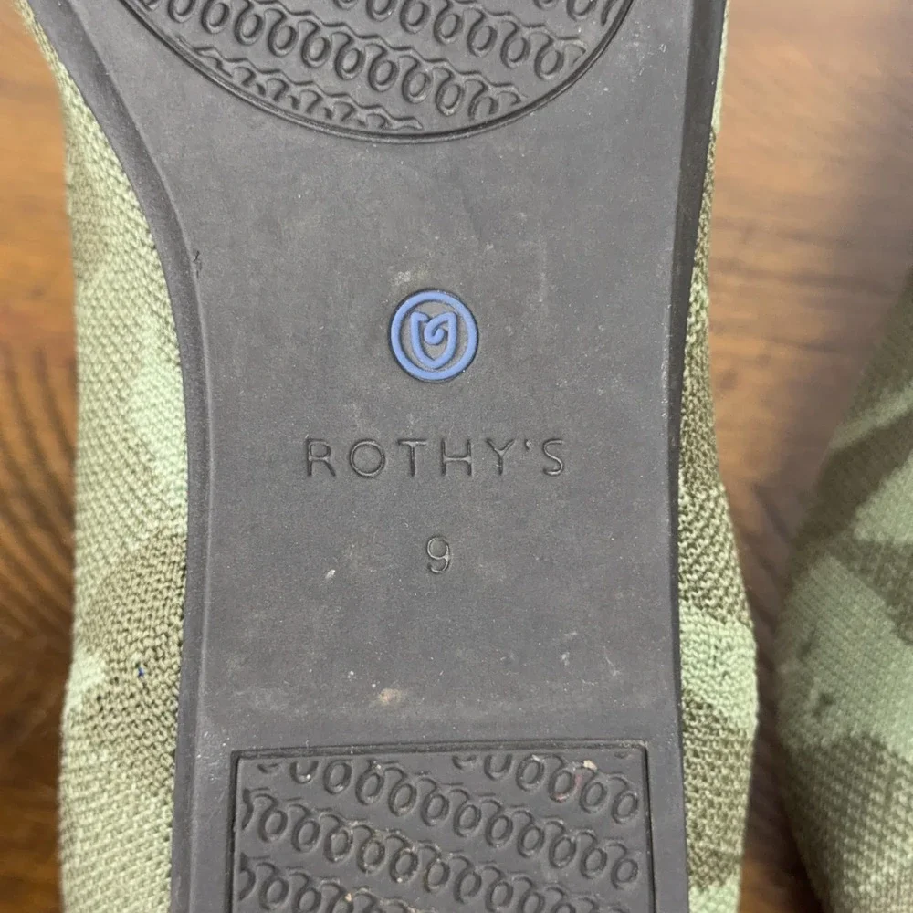 Rothy's Loafers Women 9 Green Camo Knit Slip On Flats Casual Comfort Camoflauge